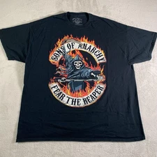 Sons Of Anarchy Shirt Mens 2XL Black Fear The Reaper Graphic TV Show Biker Tee