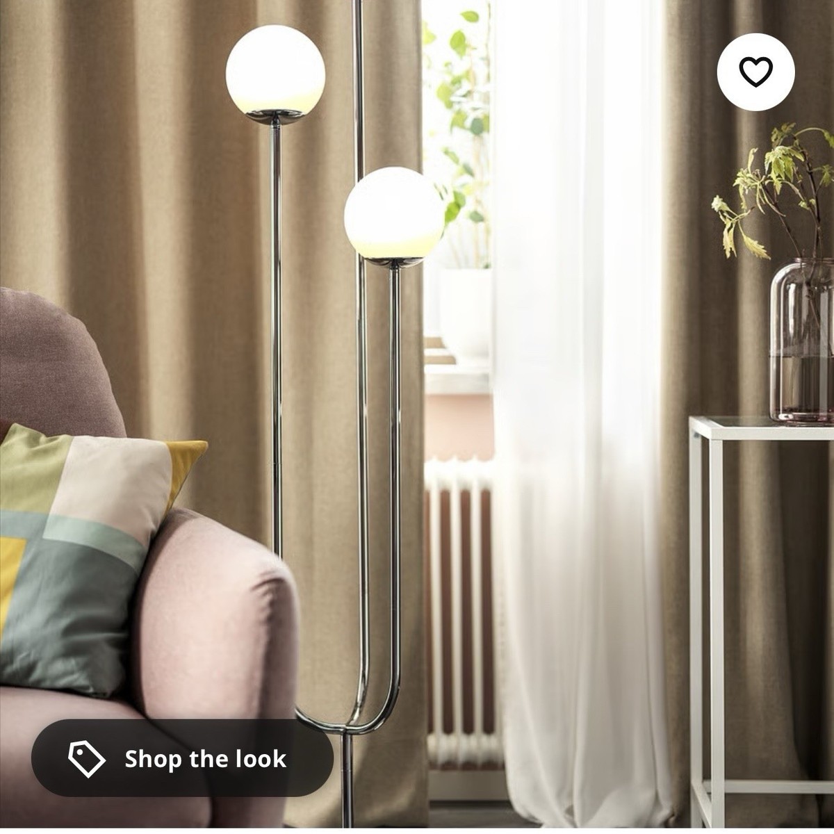 IKEA Simrishamn Floor Lamp W/3 LED Bulbs Chrome Plated Opal White IKEA Simrishamn Floor Lamp W/3 LED Bulbs Chrome Plated Opal White
