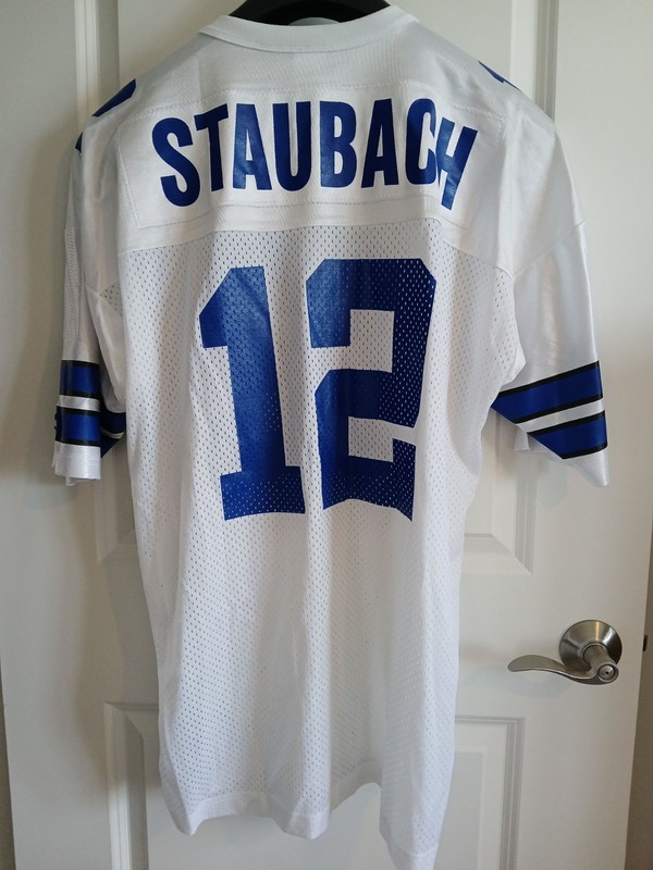 MEN'S NFL CHAMPION HOF ROGER STAUBACH DALLAS COWBOY GENTLY USED JERSEY SIZE 48