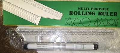 Multi-Purpose Drawing Parallel Rolling Ruler, 12 Inch Drawing Design Ruler for M