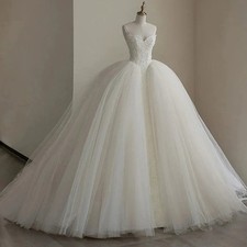 Princess Ball Wedding Dresses Sweetheart Beaded Lace Applique Tulle Bridal Gowns