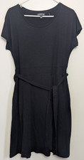 Toad&Co Womens Cue Wrap Short Sleeve Dress Black Pockets Tie Waist