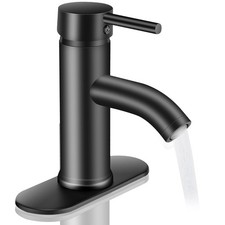Matte Black Bathroom Faucets Single Hole Bathroom Sink Faucet Modern Single H...