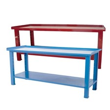 Banco da lavoro SOGI 2 metri con piano in acciaio portata 1000 kg - blu/rosso