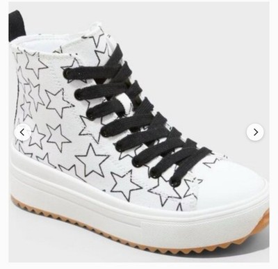 Art Class Blakely Canvas Black & White Stars High-Top Sneakers Girls Shoes Sz 13