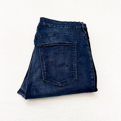 Good American Good Waist Crop Dark Wash Denim Jeans Tuxedo Stripe Size 18