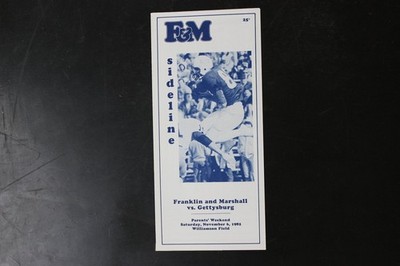 F&M Sideline November 1982 Franklin & Marshall Gettysburg Football Program