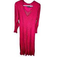 Starina Floral Red Lace Sheer Overlay Goth Fairy Long Sleeve Elegant Size S