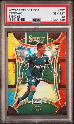 2023-24 Panini Select FIFA Estevao Rookie Tie-Dye Prizm #157 /30 PSA 10