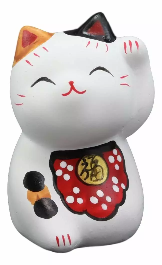 Japanese Lucky Charm Beckoning Cat Calico Maneki Neko With Baby