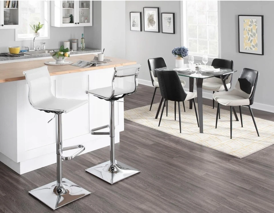 LumiSource BS-TW-Mirage W Mirage Height Adjustable Contemporary Barstool, White - Image 2 of 4