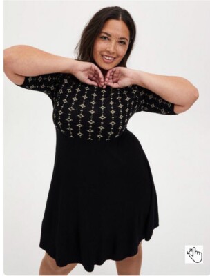 Torrid Black & Gold Intarsia Sweater Skater Dress Plus Size 3X | eBay