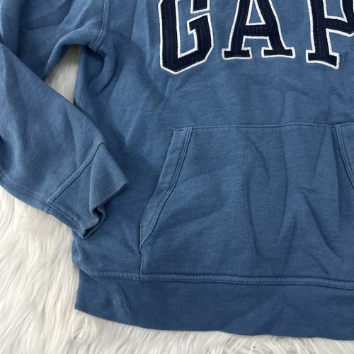 Gap Kids XXL blue center logo pullover hoodie sweatshirt timeless comfort - Picture 2 of 12