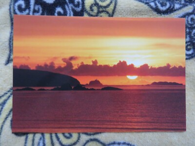 Vintage 1990er South Bishop Leuchtturm Sonnenuntergang Echtfoto Postkarte