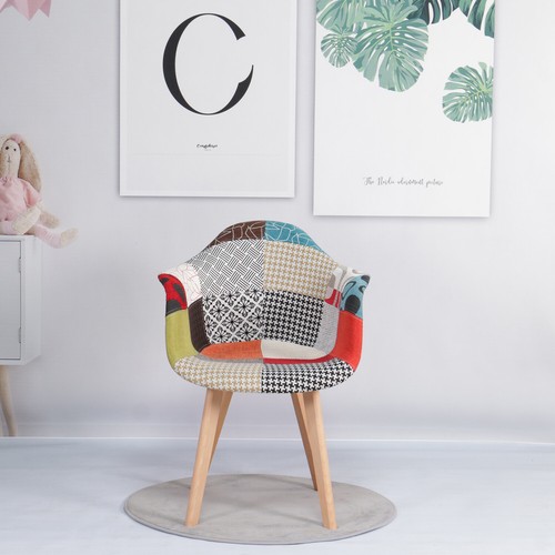 2er Set Esszimmerstuhl Küchenstühle WohnzimmerstuhlSessel Patchwork Mehrfarbig - Bild 11 von 12