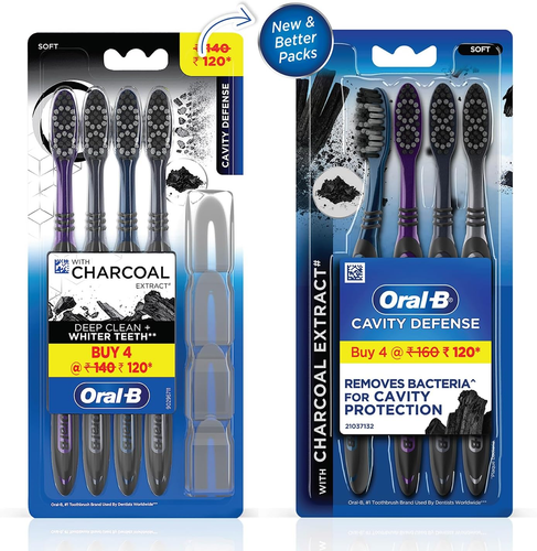 Oral B Cavity Defense 123 Soft Black Toothbrush (Pack of 4) - India - Assorted C - Picture 2 of 12