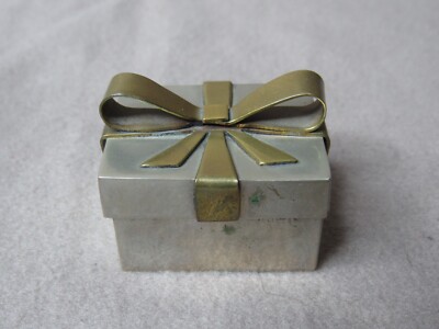 Vintage ANNE HARVEY Signed Bi. Metal Pill Trinket Ring Box Made in Mexico