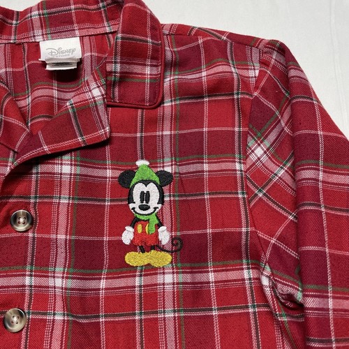 Disney Mickey Mouse Flannel Button Up Shirt Youth Boy’s Size 7/8 Red Plaid Y2K - Picture 2 of 8