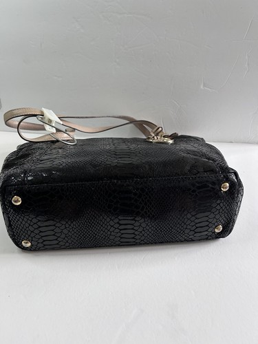 Michael Kors Shoulder Tote Bag Python Snake Embossed Zip Closure Black - 第 15/21 張圖片