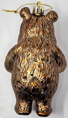 Gold Standing Bear "I Love You" Hands Heart Blown Glass Christmas Tree Ornament - Picture 2 of 4