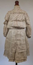 VICTORIAN TURN OF THE CENTURY FLORAL STRIPED COTTON DRESS W HIGH COLLAR