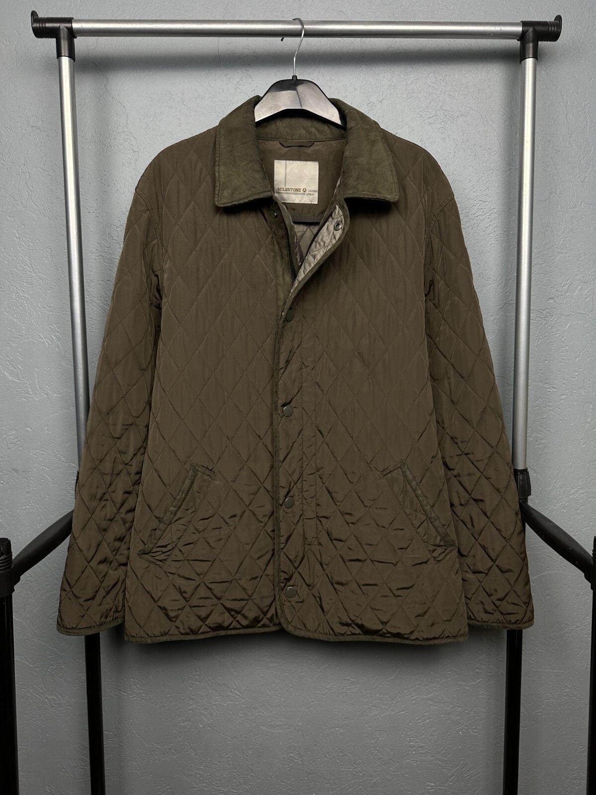 Vintage Milestone Quilted Jacket for Men Size L Brown Retro Style