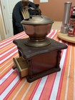 Antique Wood & Brass Hand Crank Coffee Grinder — photo 2