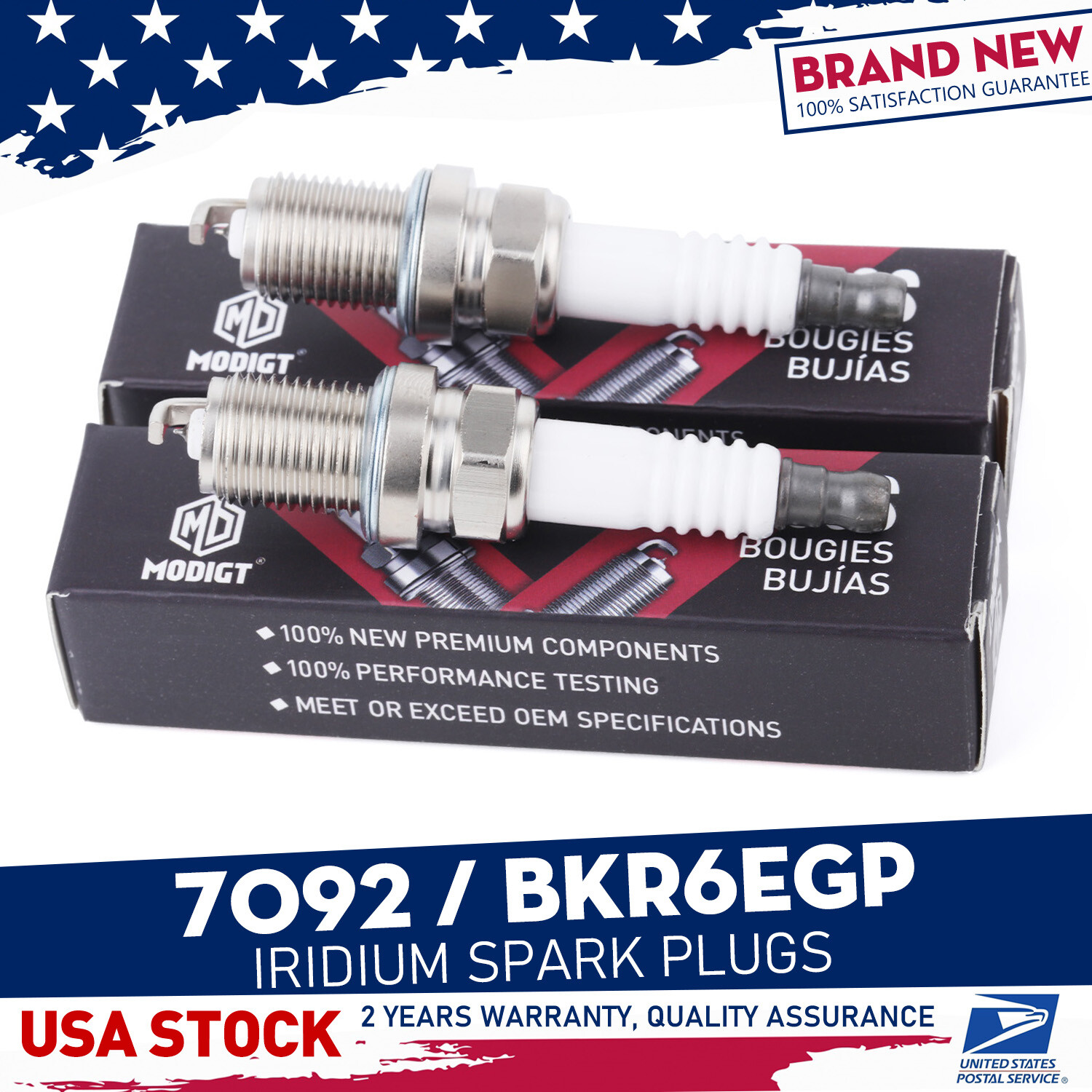 DURABLE Spark Plugs Fit For NGK 7092 Iridium BKR6EGP for Acura Volkswagen Lexus