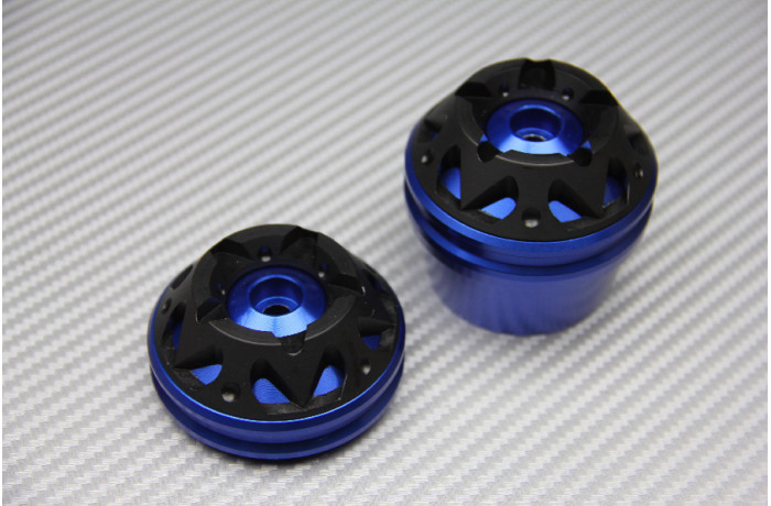 Fourche MT07 avec tampons anti-chute bleus pour protéger votre YAMAHA 2014-2017