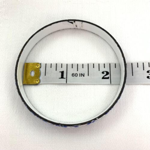 Vintage Machaela Frey Bangle Bracelet Aichberger Blue White Black Enamel Signed - Picture 3 of 8