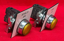 ALLEN-BRADLEY CONTACT BLOCKS W/PUSH BUTTON 800F-X10 SERIES A YELLOW  LOT OF 2 