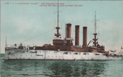 US Battleship Maine Great White Fleet c1910 Mitchell postcard LQ2