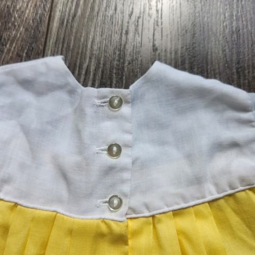 Vintage Kate Greenaway Kids DRESS Size 2T-Pleated Design Yellow White Bow Casual - Picture 7 of 8
