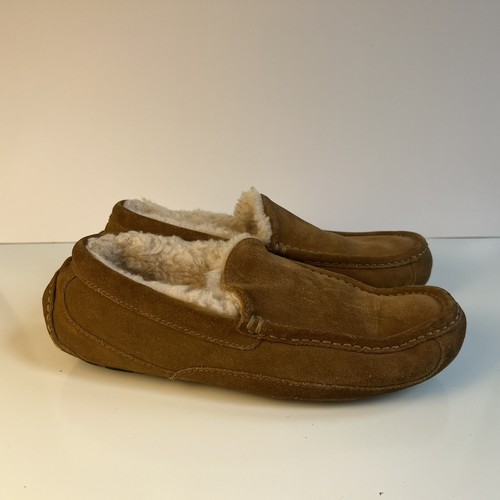UGG Ascot Men's Suede Sheepskin Wool Slip-On Slippers Loafers Chestnut Size 11 - Picture 8 of 8