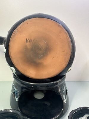 Service à Fondue Rotatif Vintage Vallauris En Céramique, état Neuf