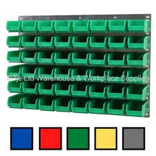 NEW UK Made Plastic Parts Storage Bins Boxes With Steel Wall Louvre Panel  SET 8