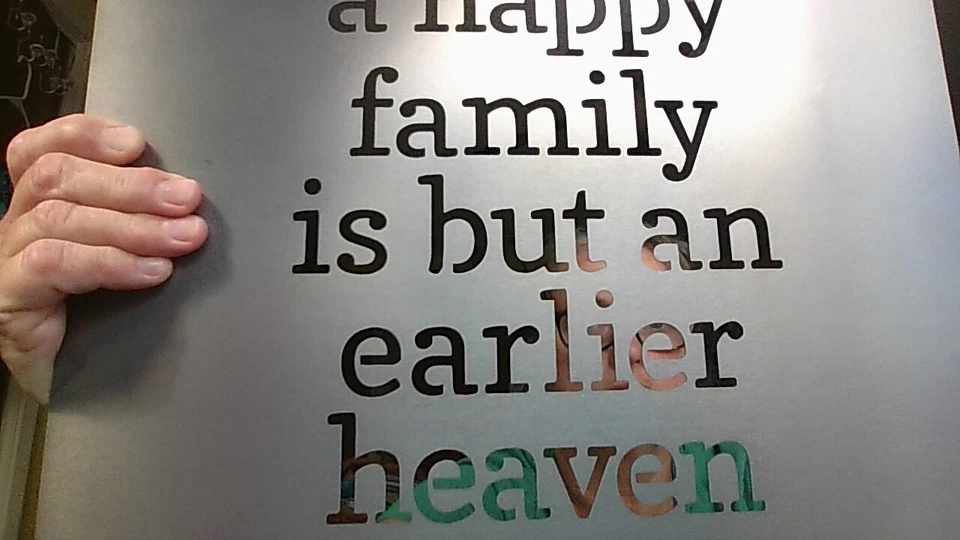 NWT Metal Wall Art, "A Happy Family is But An Earlier Heaven" 14"x14" Primitive - Image 4 of 4