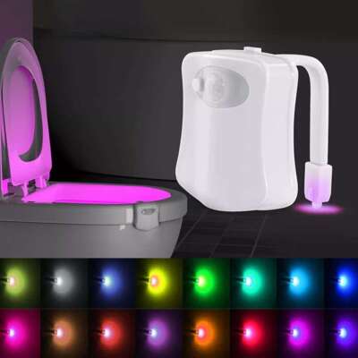 2pcs Toilet Night Light 16 Color LED Motion Activated Sensor Bathroom Bowl Seat
