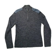 Calvin Klein Sweater Pullover Ribbed 1/4 Zip Shoulder Patch Cotton Gray XL NWOT