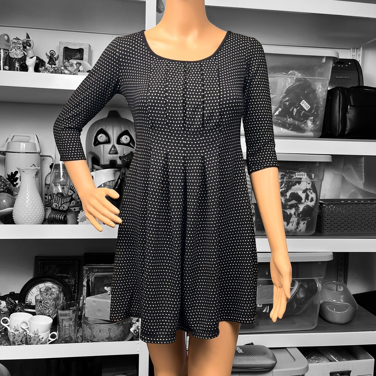 max studio black and white dress Vintage Polk A Dot X Small Pleat Pintuck Flowey features: Slit Outfits For Every Engagement Size:3XL (34-35 sleeve length) Flowing Fabric For Versatile