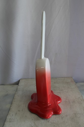 Red and White, Giant Popsicle made of Fiberglass 9" x 12" x 24"H - Picture 4 of 11
