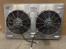 Aluminum Shroud Fits Cc161 Champion Radiator W Dual 12 Reversible Chrome Fans Aluminum Shroud Fits Cc161 Champion Radiator W Dual 12 Reversible Chrome Fans