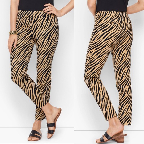 NWT Talbots Chatham Ankle Women’s Size 16 Tan Black Striped Pant Zebra Animal