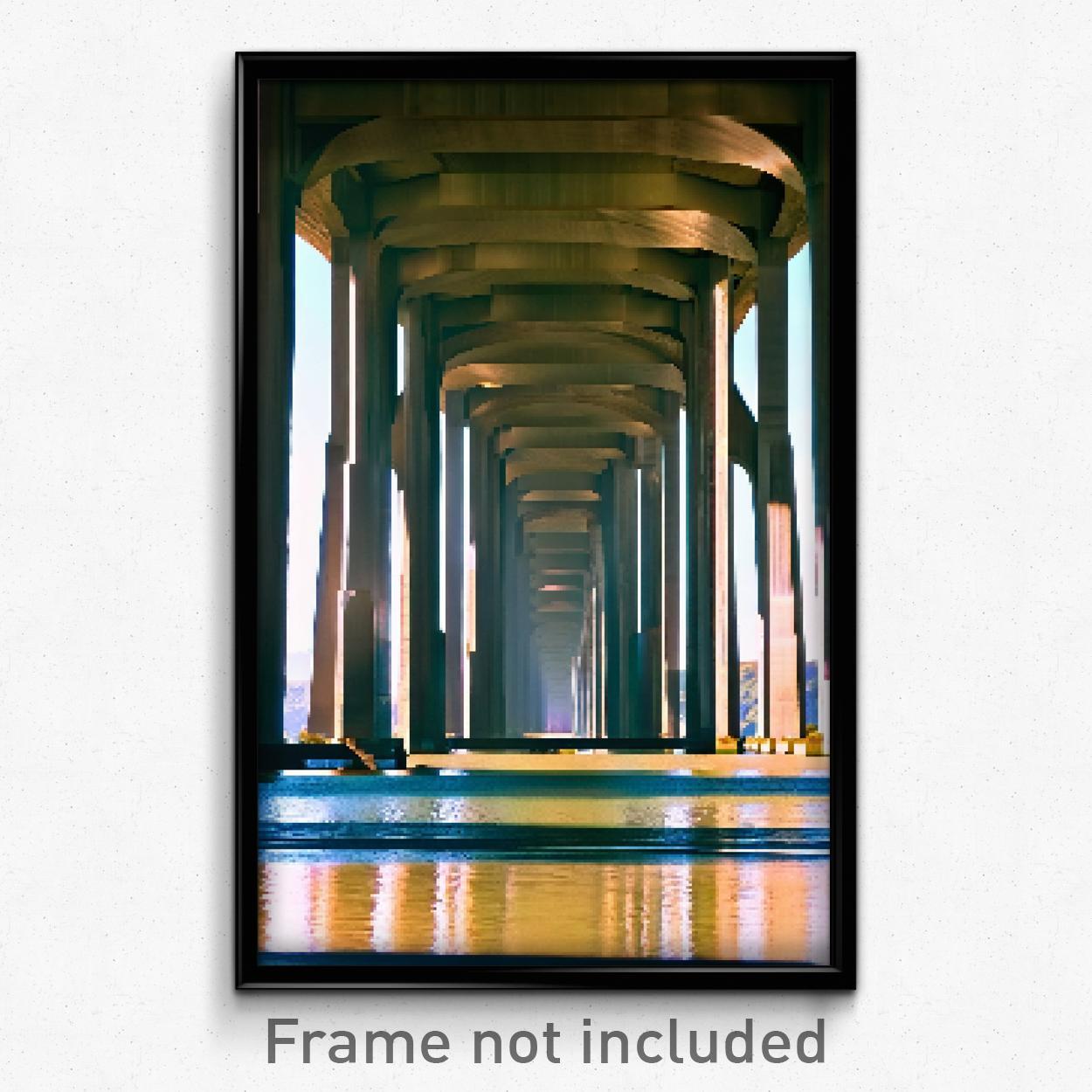 8-Bit Pixel Art Poster - Psychedelic Trippy Viaduct Video Game Print