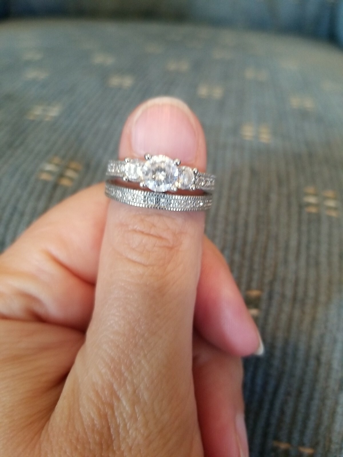 Wedding Band And Engagement Ring Set 925 8NVC-image
