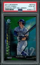 2017 Bowman Chrome Tyler O'Neill Scouts Top 100 Green /99 PSA 10 BTP42