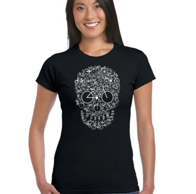Bicycle Skull Face Womens Funny Cycling T-Shirt Cyclist Cycle DH MTB Racer Bike