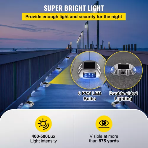 12LED! 8 Pack Solar Driveway Lights LED Solar Lights for Dock Deck Outdoor, IP68 - Picture 5 of 10