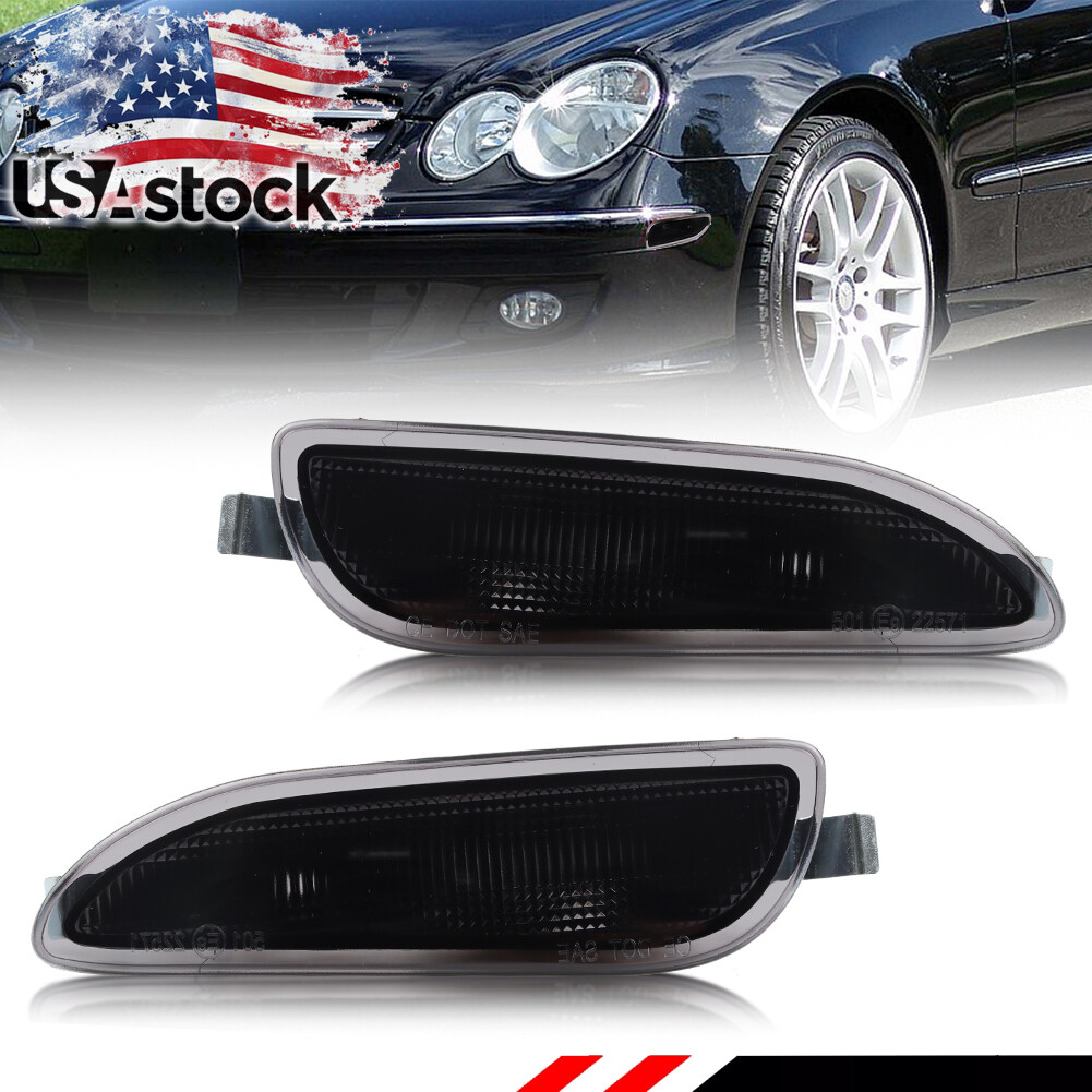 Smoked Lens Front Bumper Side Marker Lights for 2003-2009 Mercedes CLK W209