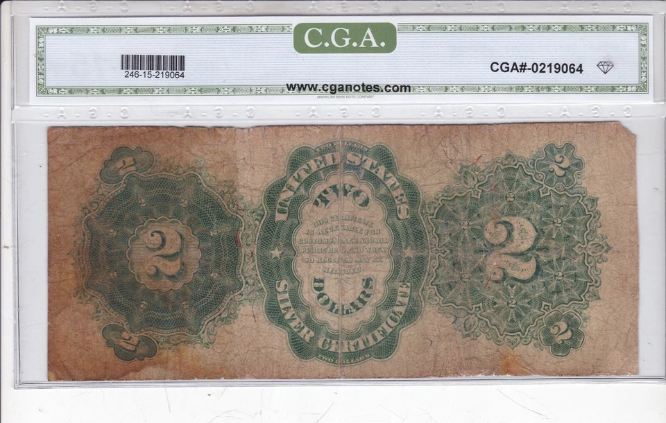 1891 $2 Silver Certificate FR 246 - Graded as 15 Fine - Sharp & Affordable - Image 2 of 2